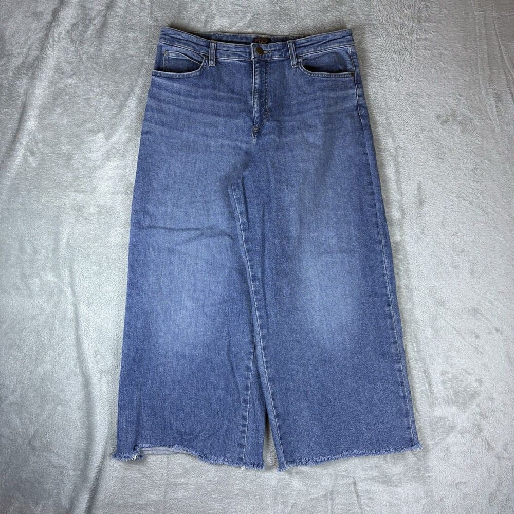 Lee Women’s 32x24 Jeans High Rise Wide‎ Leg Crop Denim Y2K Baggy Stretch